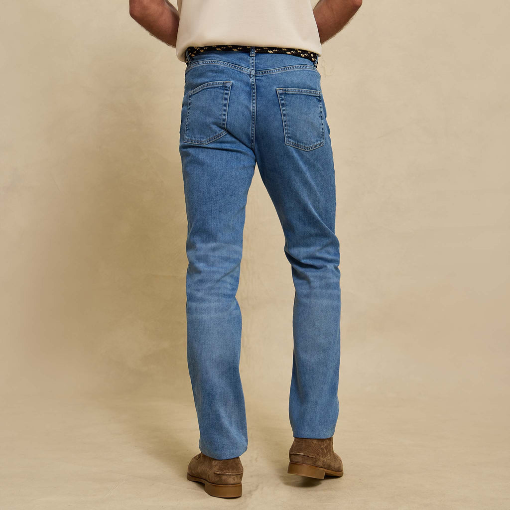 Mens Stretch Denim Blue Jeans Slim Fit