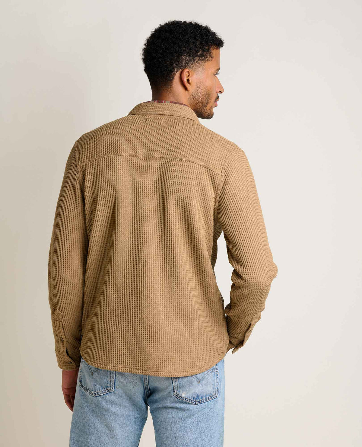 Mens Shirt Jacket, Long Sleeve Waffle Knit