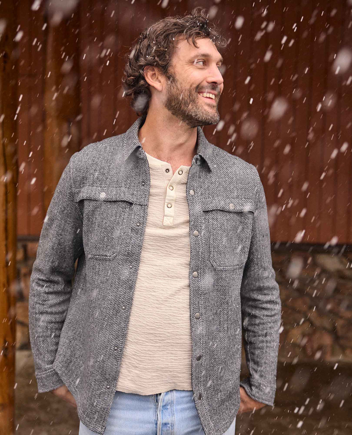 Mens Wool Shirt Jacket, Durable Textured Layer