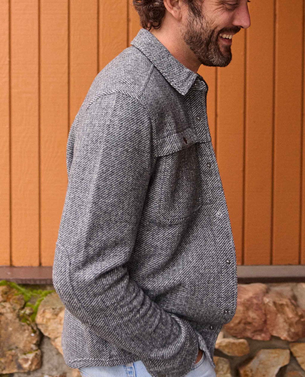 Mens Wool Shirt Jacket, Durable Textured Layer