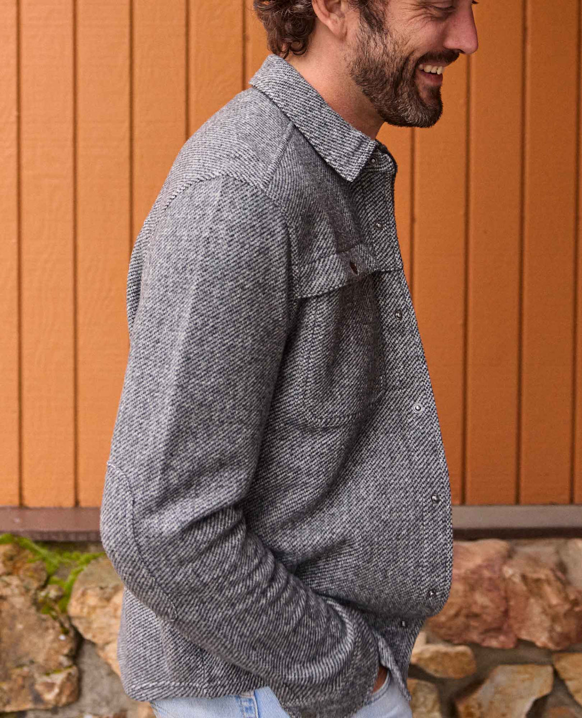 Mens Wool Shirt Jacket, Durable Textured Layer
