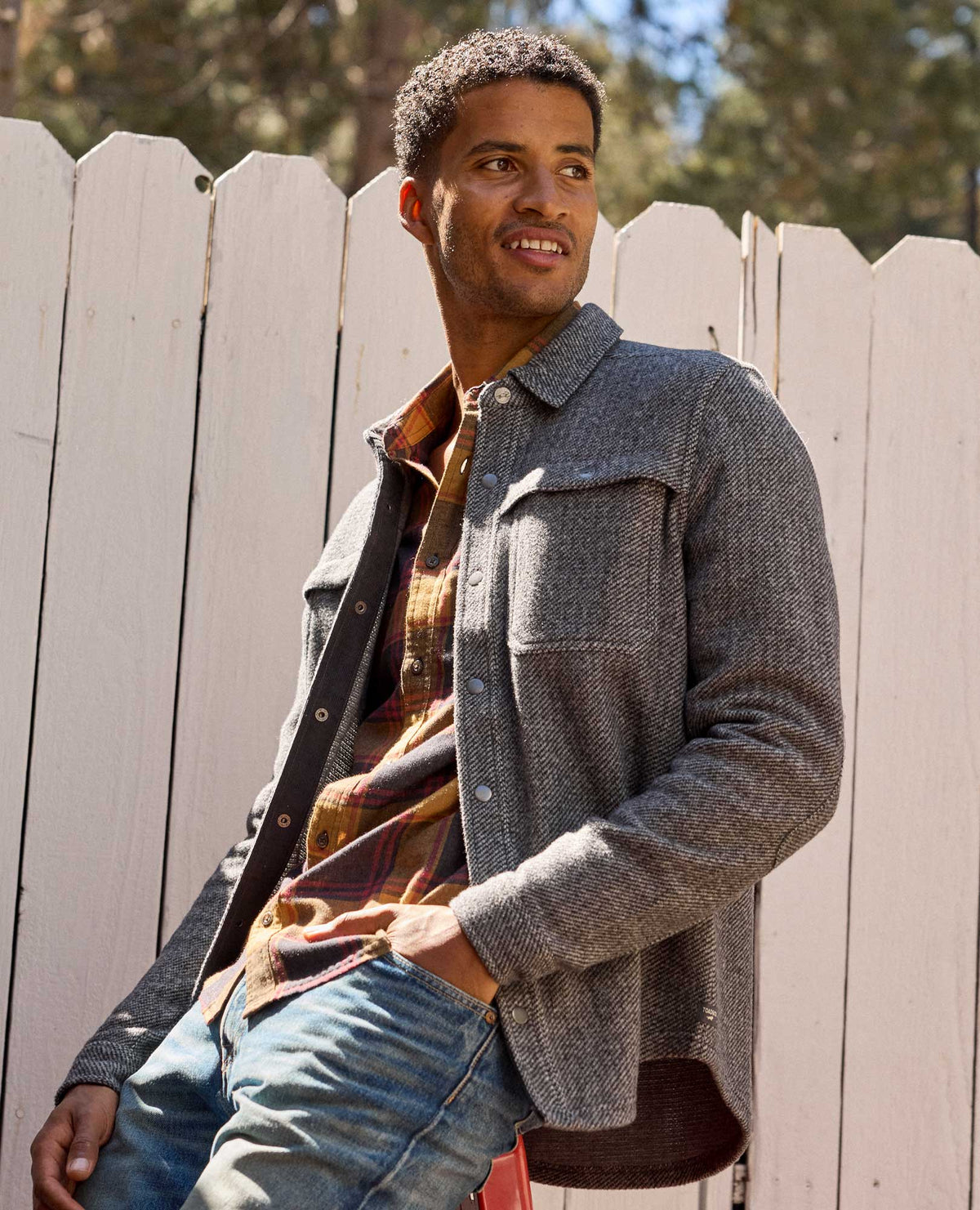Mens Wool Shirt Jacket, Durable Textured Layer