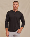 Mens Performance Long Sleeve Henley Shirt, Breathable