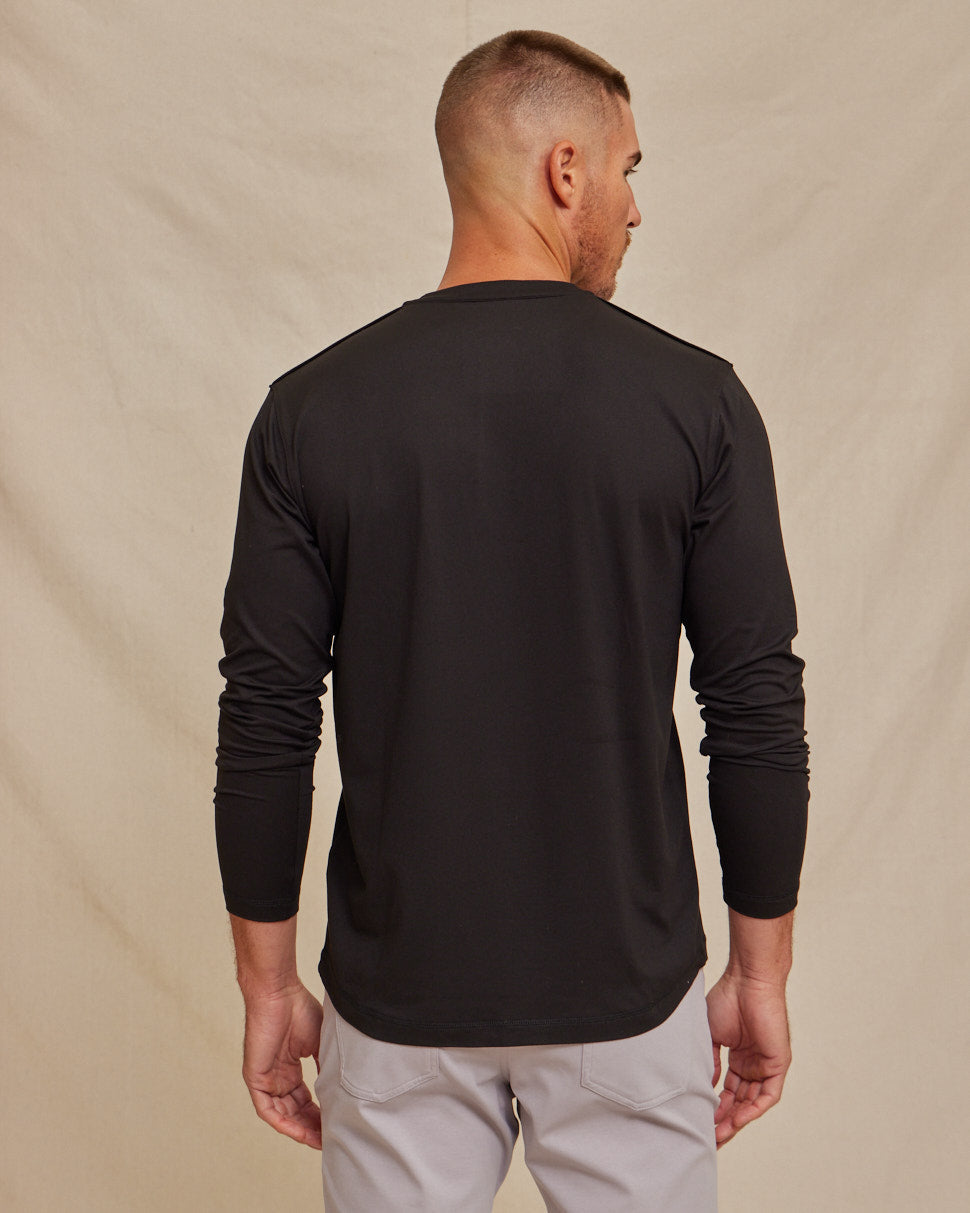 Mens Performance Long Sleeve Henley Shirt, Breathable