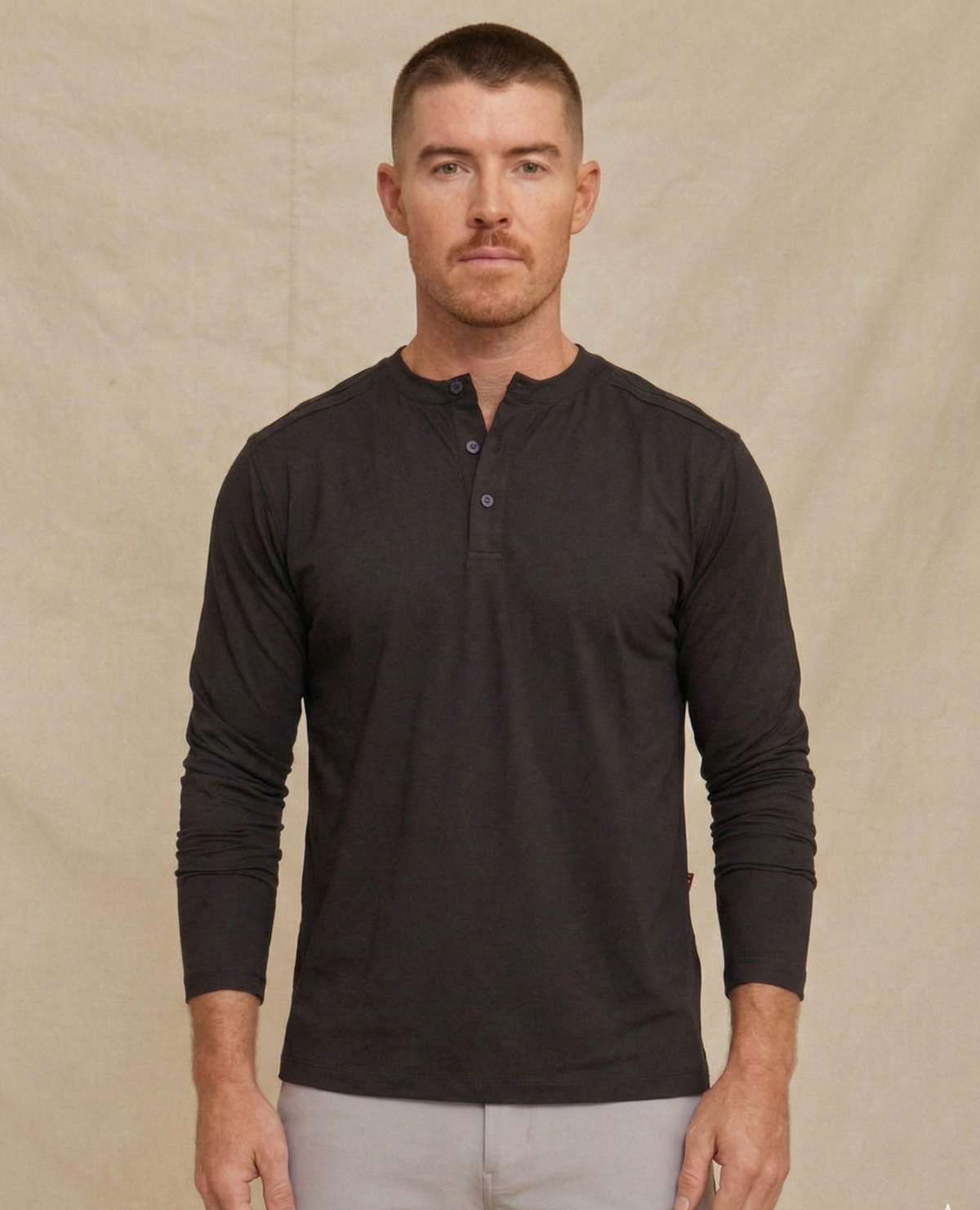 Mens Performance Long Sleeve Henley Shirt, Breathable