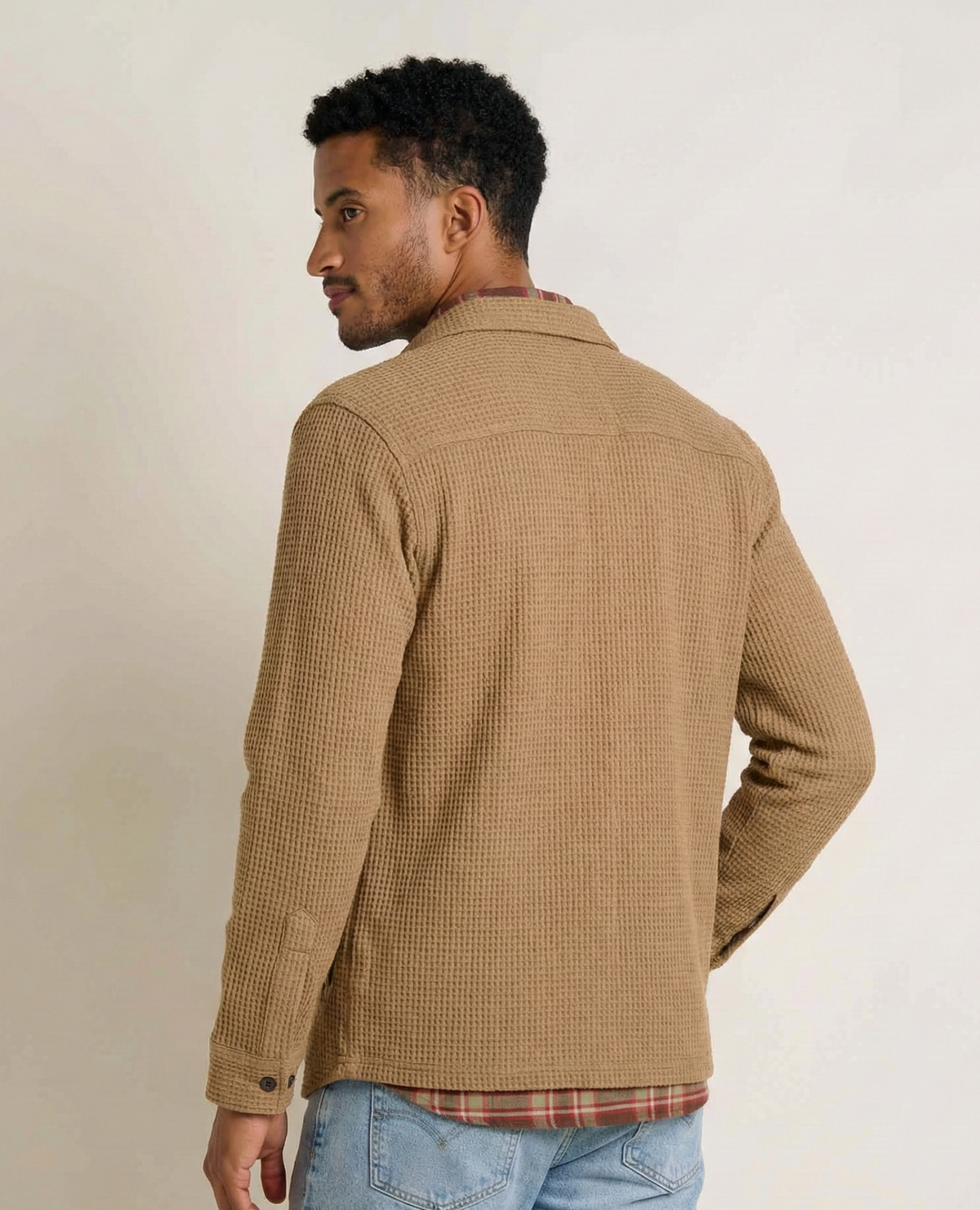 Mens Shirt Jacket, Long Sleeve Waffle Knit