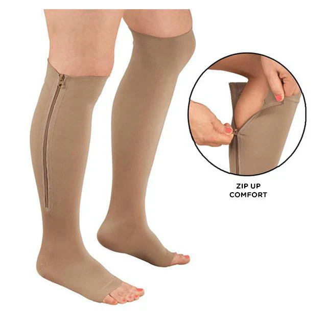 Compression Socks with Side Zipper and Graduated Pressure, 20-30 mmHg