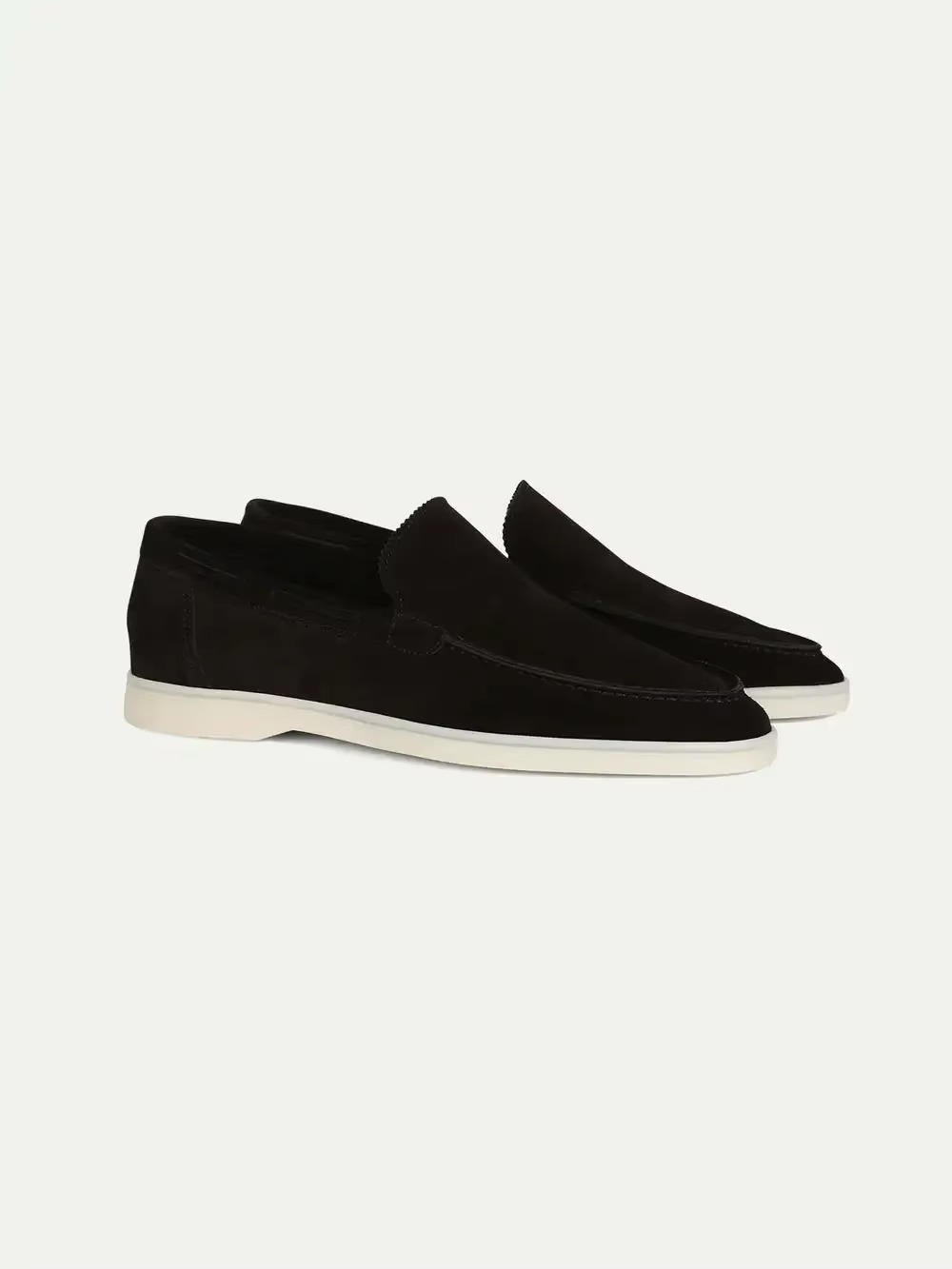 Slip On Suede Loafers with Hand Stitched Construction and Padded Collar