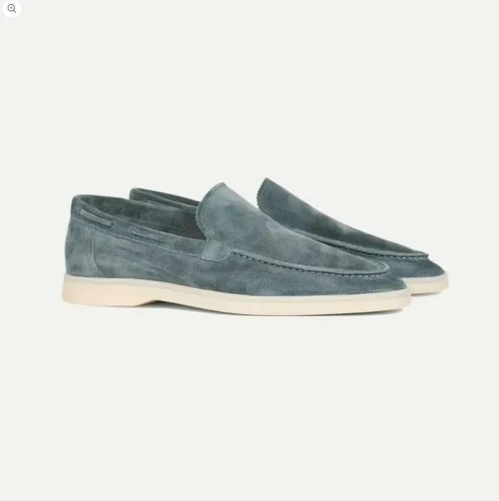 Slip On Suede Loafers with Hand Stitched Construction and Padded Collar