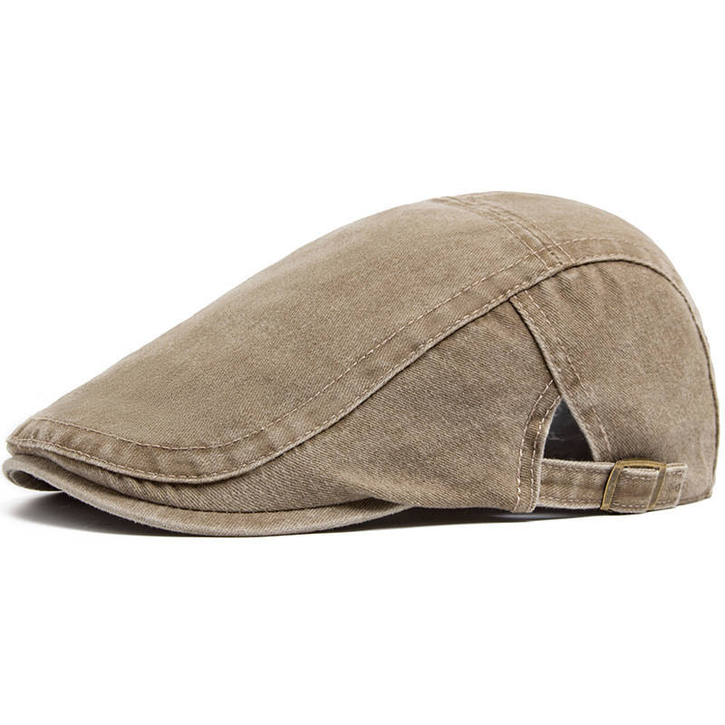 Mens Washed Denim Newsboy Cap, Vintage Adjustable Eight Panel Hat