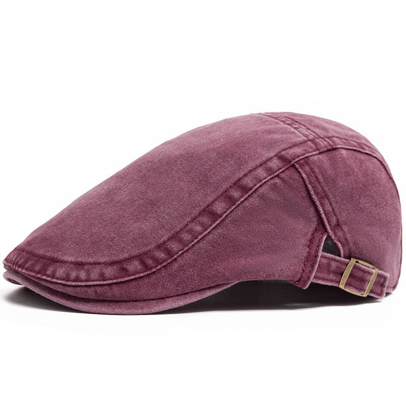 Mens Washed Denim Newsboy Cap, Vintage Adjustable Eight Panel Hat