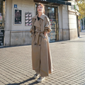 Women's Belted Maxi Trench Coat with Oversize Fit and Adjustable Tie Belt