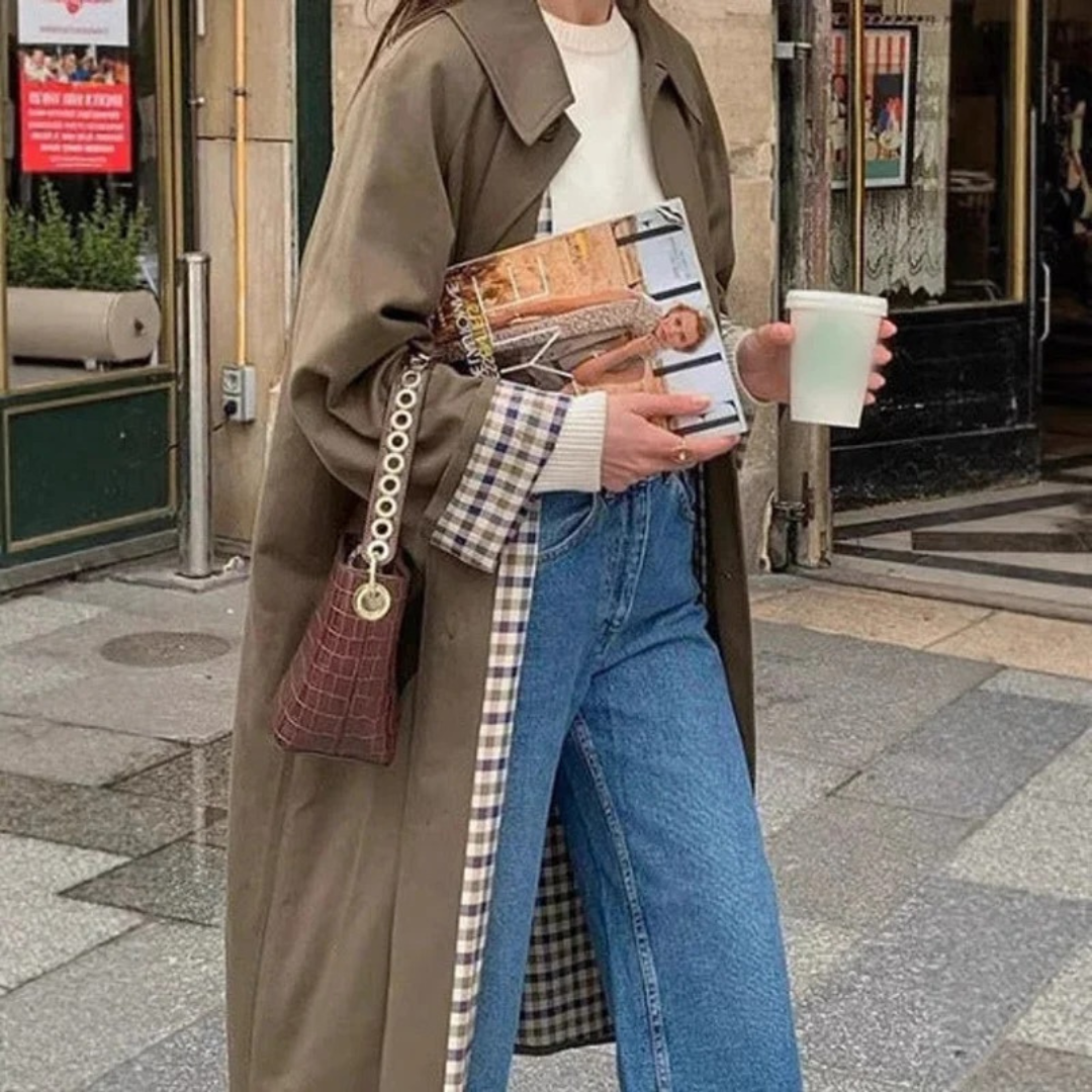 Women's Oversize Trench Coat in Khaki with Extended Length