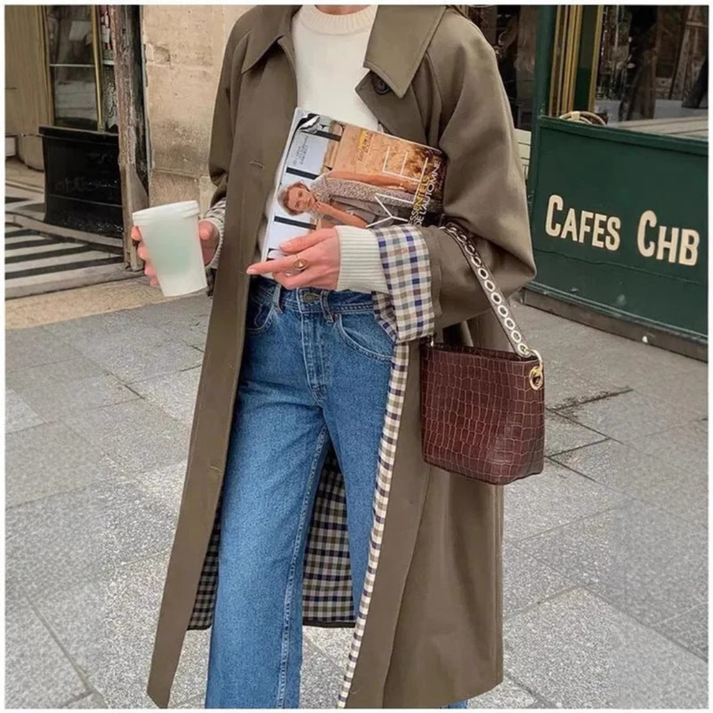 Women's Oversize Trench Coat in Khaki with Extended Length