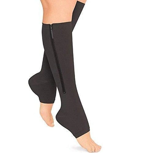 Compression Socks with Side Zipper and Graduated Pressure, 20-30 mmHg