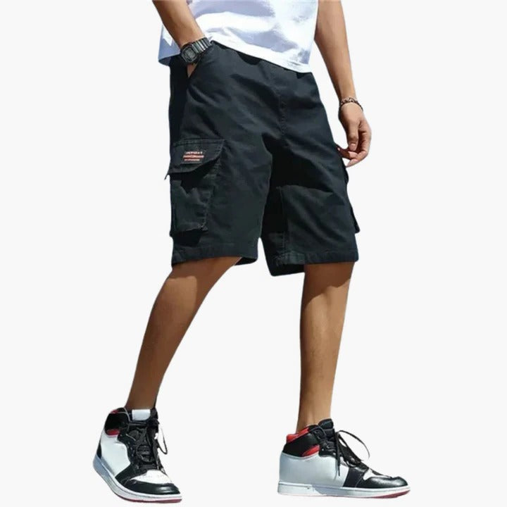 Relaxed Fit Cargo Shorts with Multiple Pockets and Lightweight Fabric for Men
