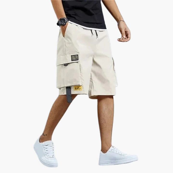 Relaxed Fit Cargo Shorts with Multiple Pockets and Lightweight Fabric for Men