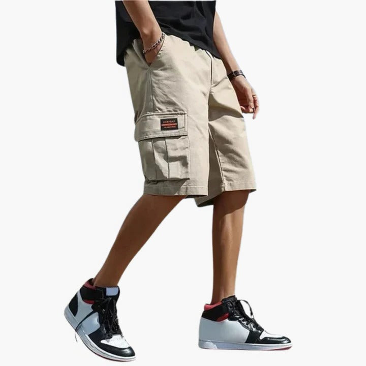 Relaxed Fit Cargo Shorts with Multiple Pockets and Lightweight Fabric for Men