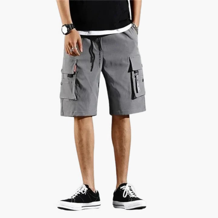 Relaxed Fit Cargo Shorts with Multiple Pockets and Lightweight Fabric for Men
