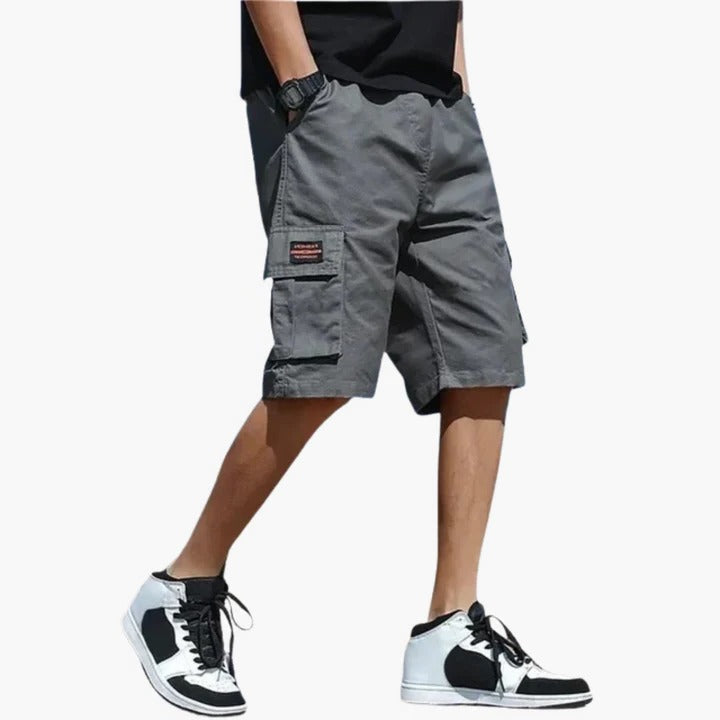 Relaxed Fit Cargo Shorts with Multiple Pockets and Lightweight Fabric for Men
