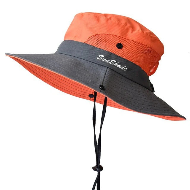 Wide Brim Sun Hat with UV Protection and Breathable Mesh, Foldable for Travel