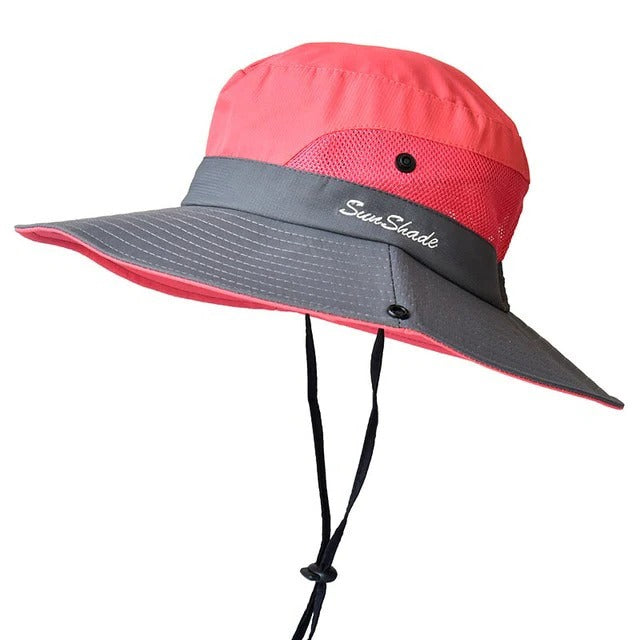 Wide Brim Sun Hat with UV Protection and Breathable Mesh, Foldable for Travel