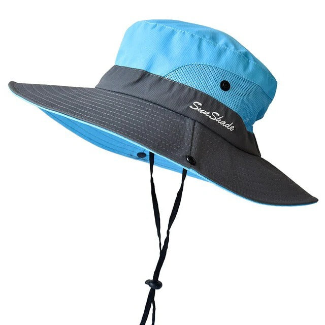 Wide Brim Sun Hat with UV Protection and Breathable Mesh, Foldable for Travel