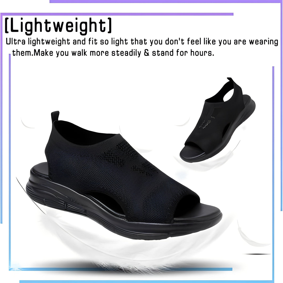 Womens Memory Foam Sandals with Arch Support and Breathable Mesh, Washable