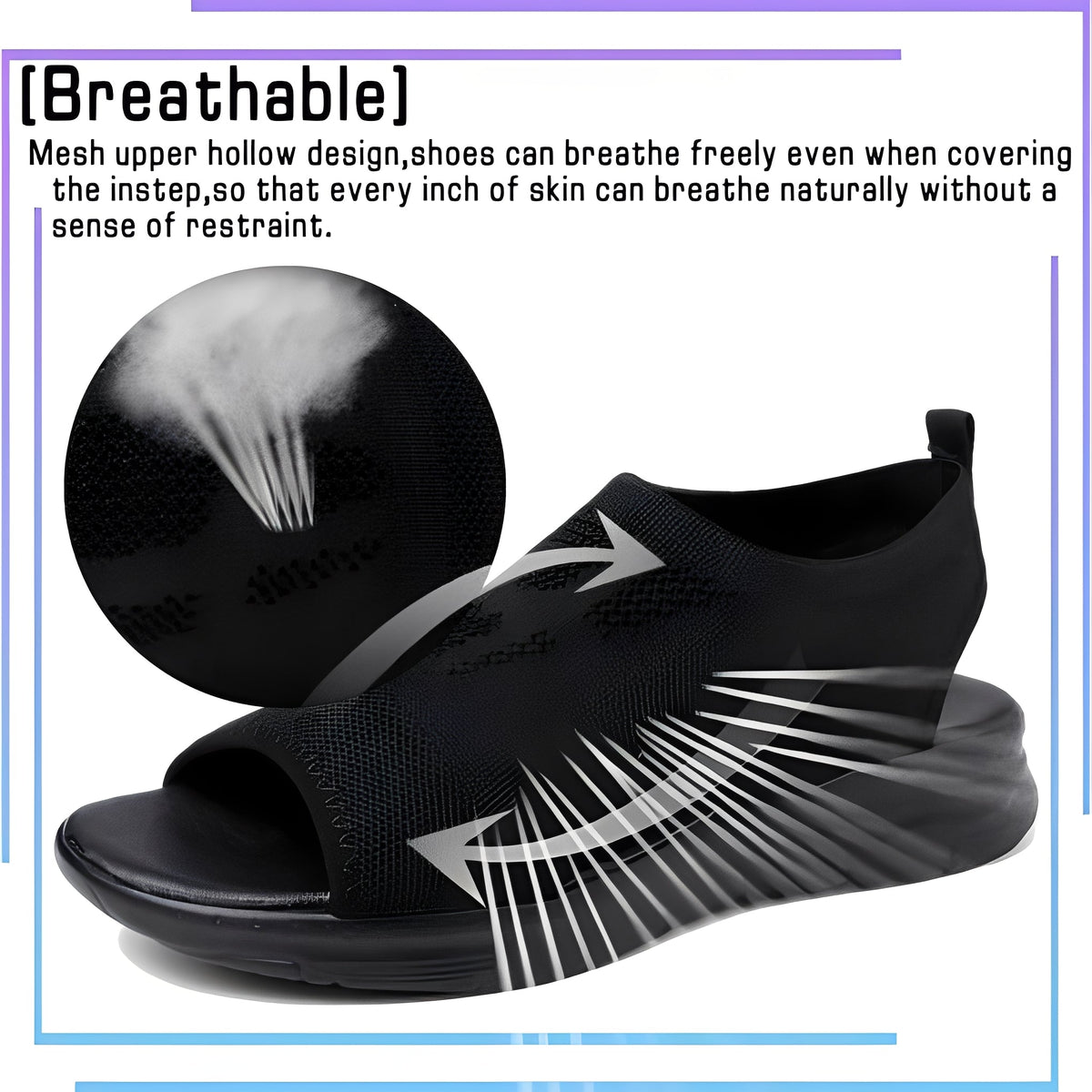 Womens Memory Foam Sandals with Arch Support and Breathable Mesh, Washable