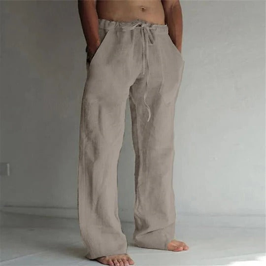 Breathable Linen Trousers with Relaxed Fit and Lightweight Construction