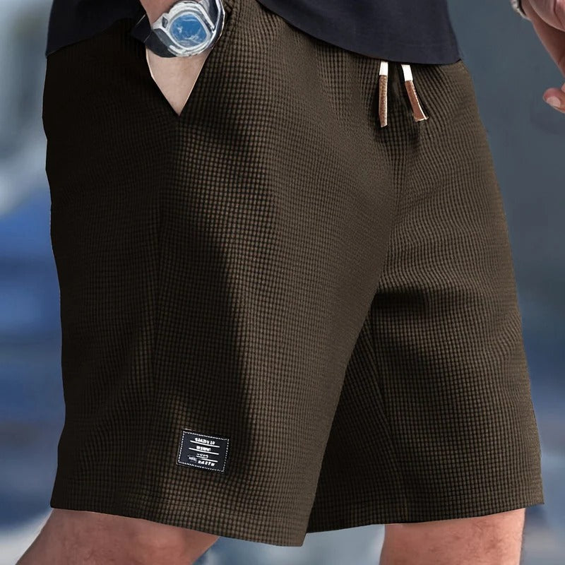 Drawstring Shorts with Side Pockets and Regular Fit for Men