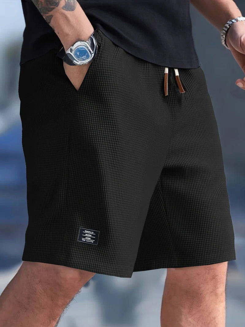 Drawstring Shorts with Side Pockets and Regular Fit for Men