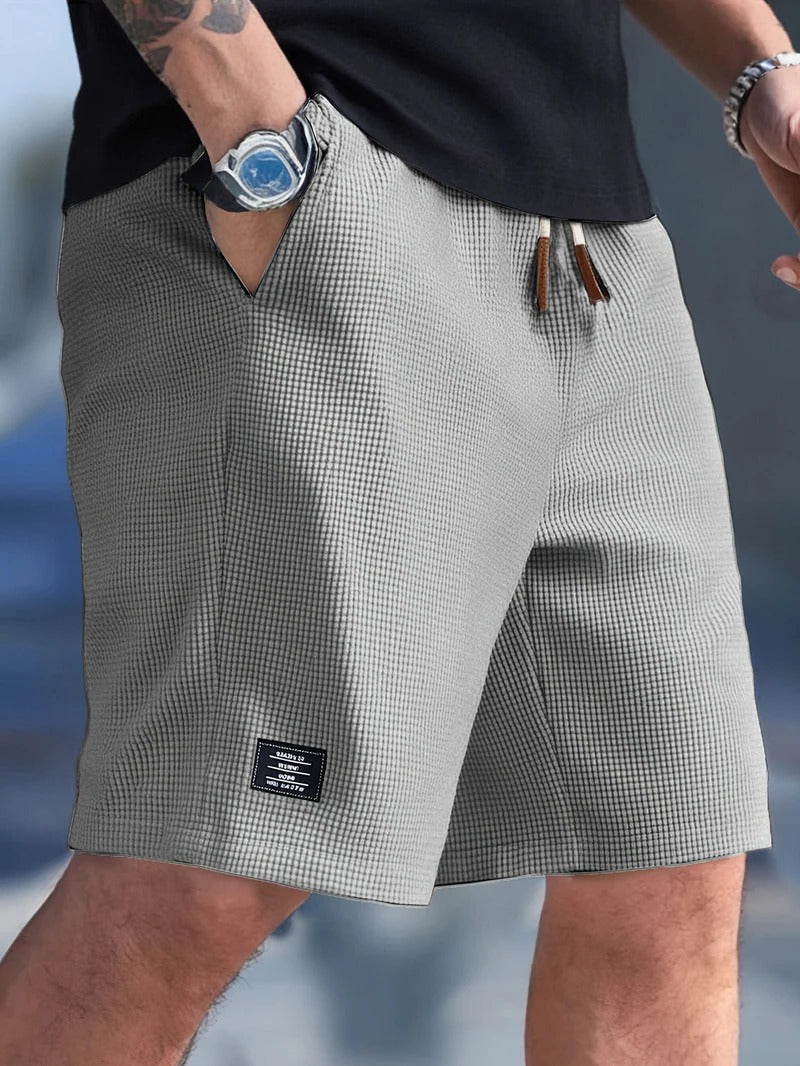 Drawstring Shorts with Side Pockets and Regular Fit for Men