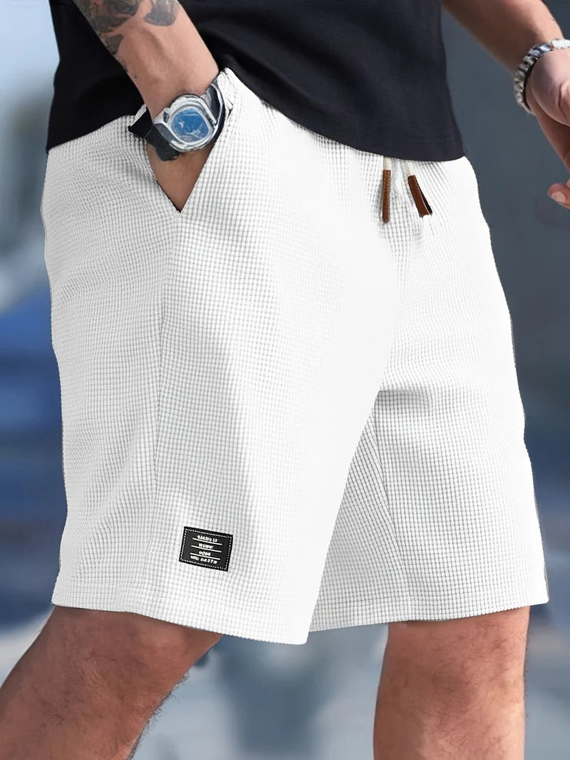 Drawstring Shorts with Side Pockets and Regular Fit for Men