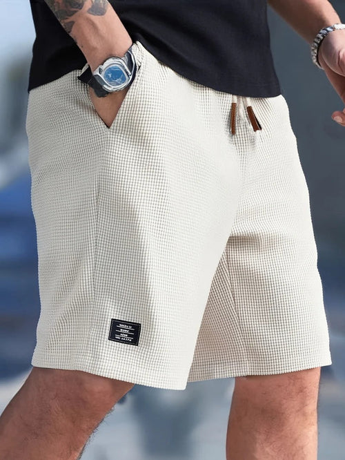 Drawstring Shorts with Side Pockets and Regular Fit for Men
