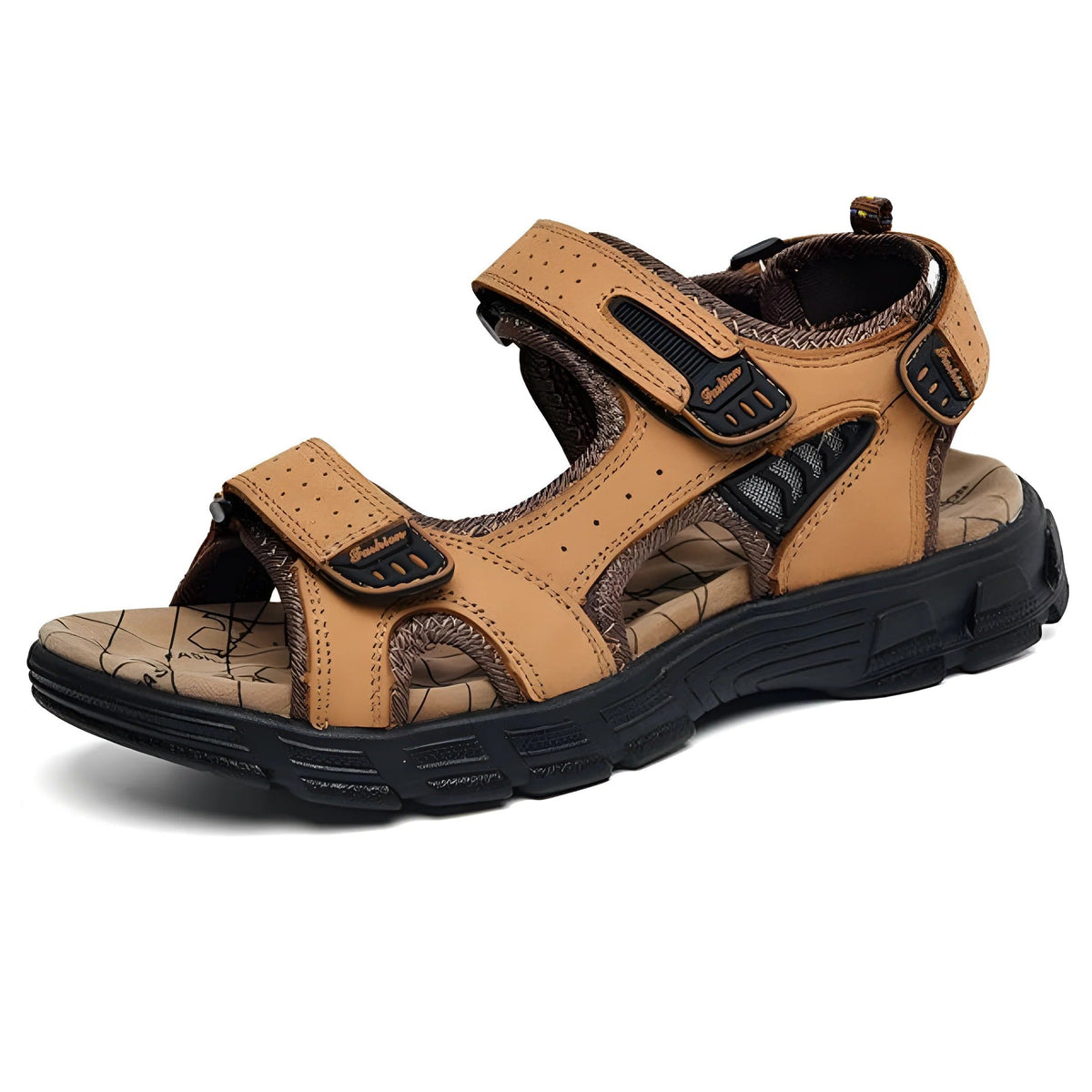 Cushioned Sandals with Hook and Loop Closure and Open Ventilation Design