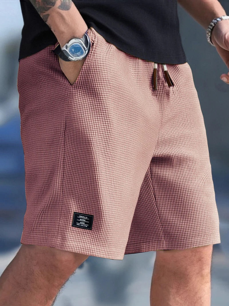 Drawstring Shorts with Side Pockets and Regular Fit for Men