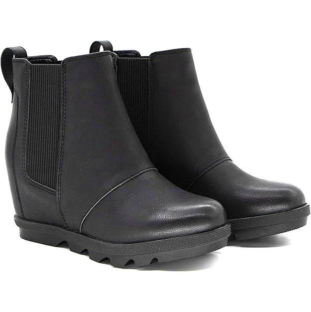 Womens Hidden Heel Chelsea Ankle Wedge Boots, Comfortable Platform Wedge Booties with Round Toe and Elastic Sides