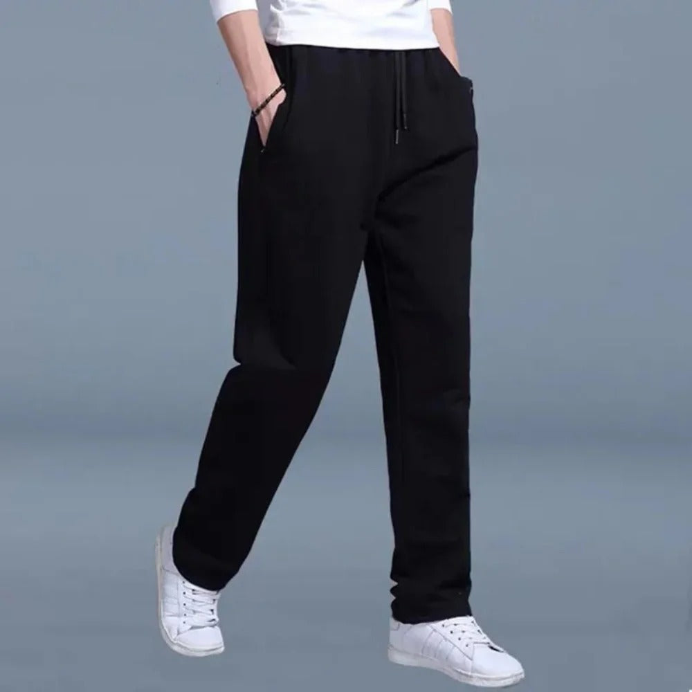 Mens Cotton Polyester Sweatpants with Moisture-Wicking Fabric and Deep Side Pockets