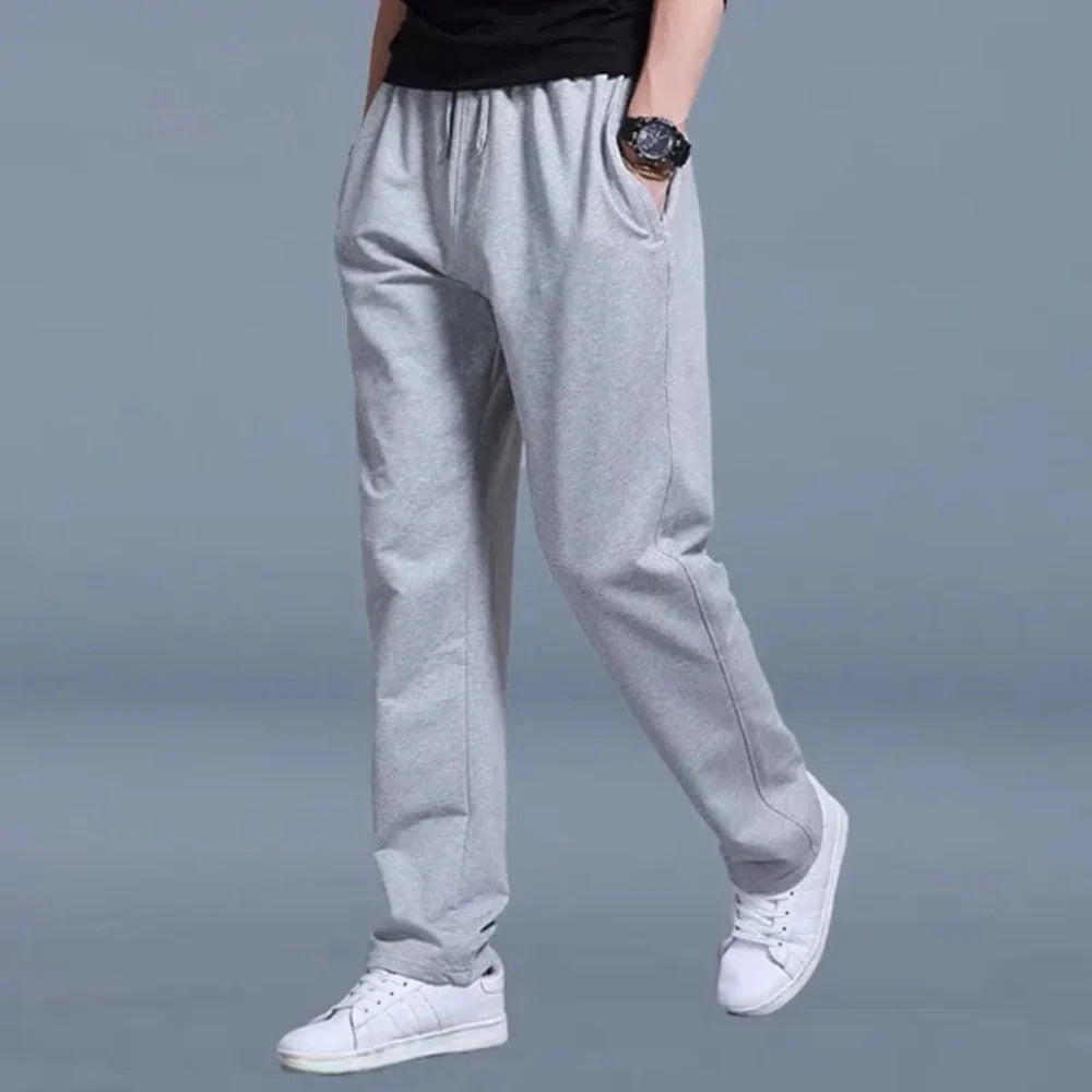 Mens Cotton Polyester Sweatpants with Moisture-Wicking Fabric and Deep Side Pockets