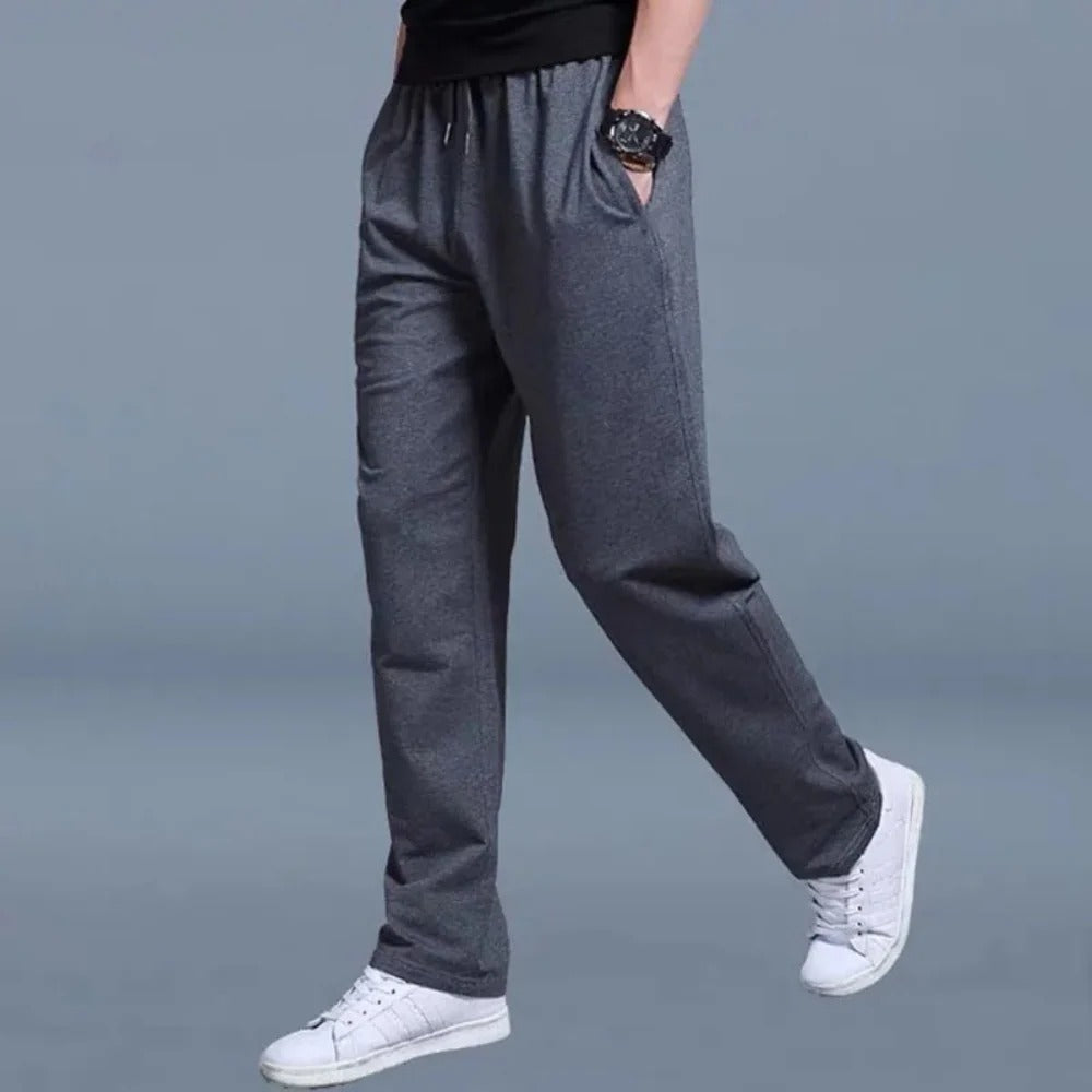 Mens Cotton Polyester Sweatpants with Moisture-Wicking Fabric and Deep Side Pockets