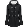 Womens Sherpa Lined Winter Jacket, Hooded Fleece Duffle Coat with Toggle Closure