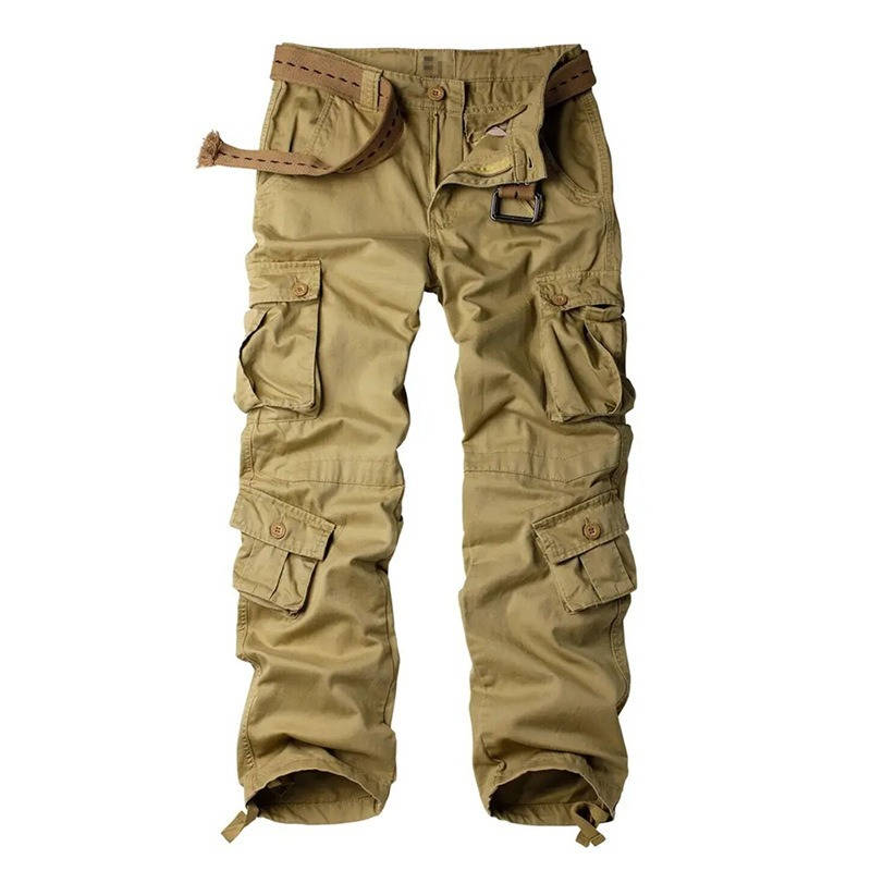 Mens Camouflage Cargo Pants, Cotton Tactical Ripstop Work Pants with  8 Pockets