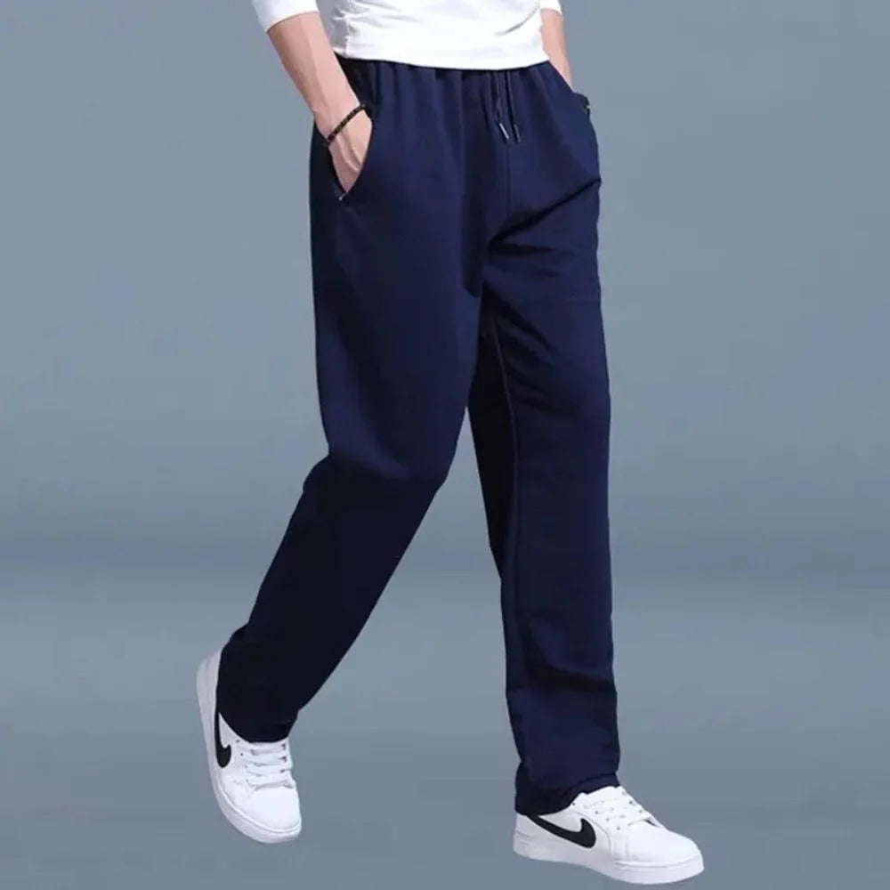 Mens Cotton Polyester Sweatpants with Moisture-Wicking Fabric and Deep Side Pockets