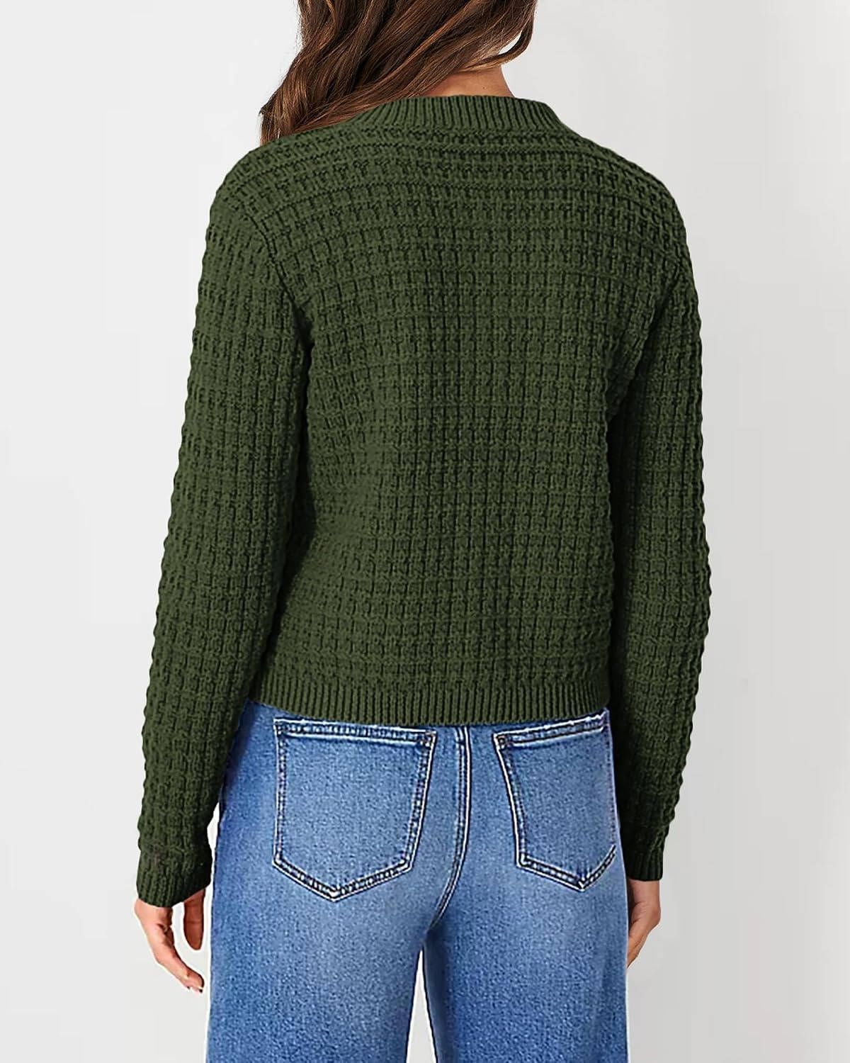 Womens Fall Lightweight Cardigan Sweater, Cozy Knit Cotton Long Sleeve Button Up Open Front