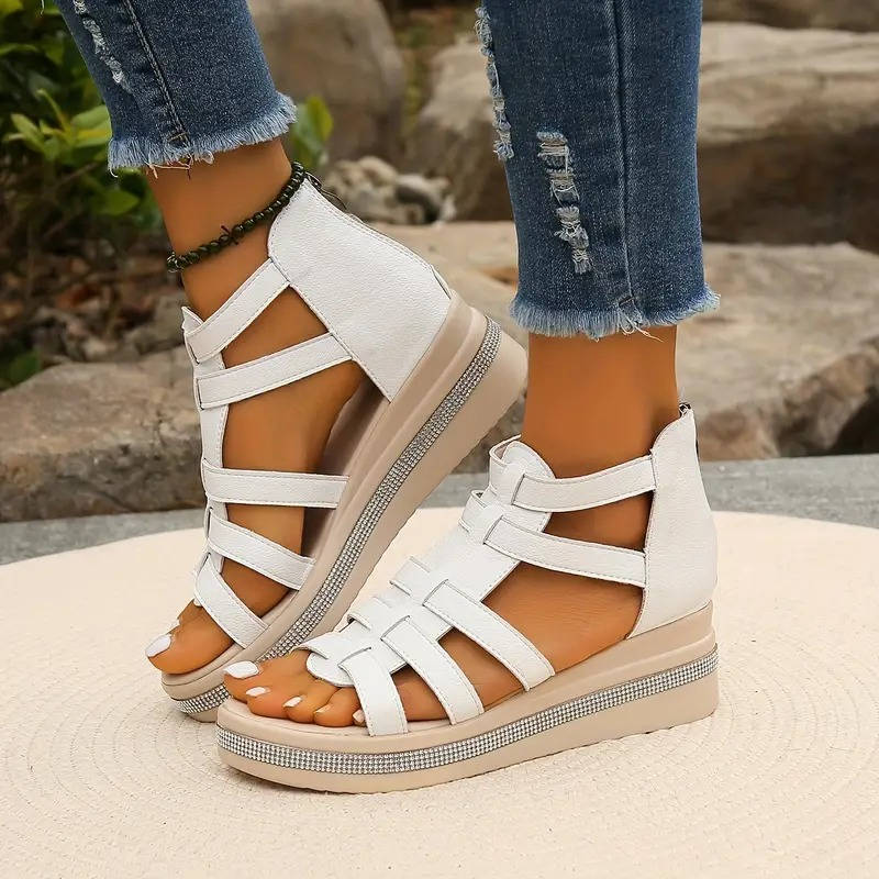 Rhinestone Comfort Sandals, Supportive Fashion Sandals for Walking and Daily Use
