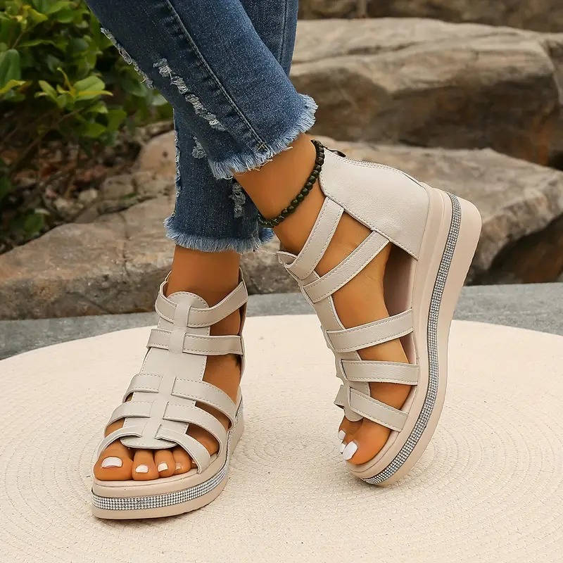 Rhinestone Comfort Sandals, Supportive Fashion Sandals for Walking and Daily Use