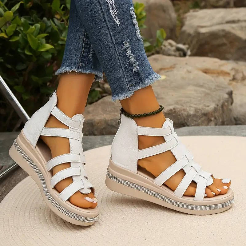 Rhinestone Comfort Sandals, Supportive Fashion Sandals for Walking and Daily Use