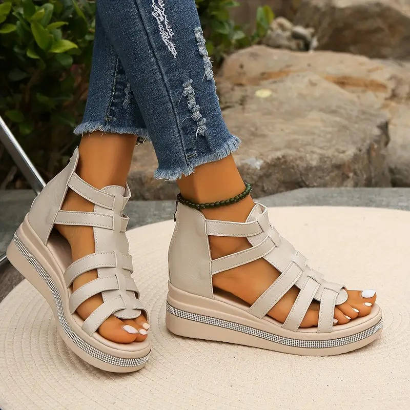 Rhinestone Comfort Sandals, Supportive Fashion Sandals for Walking and Daily Use