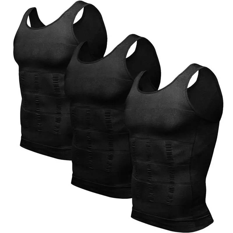 Mens Compression Tank Top with Moisture Wicking and Back Support, 3 Pack